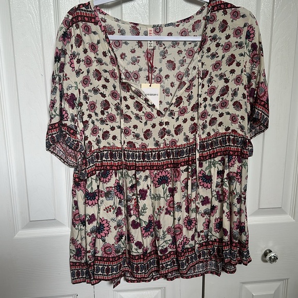 Raga Boho Floral Peasant Top - Picture 2 of 4